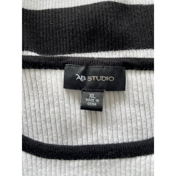 AB‎ Studio Black And White Striped Long Sleeve Sweater Size XL - Picture 3 of 5